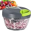 Manual Food Processor Vegetable Chopper, Portable Hand Pull String Garlic Mincer Onion Cutter for Veggies, Ginger, Fruits, Nuts, Herbs, etc., 500ml, Grey