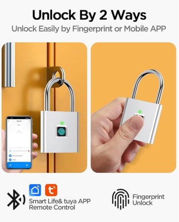 AICase Bluetooth Smart Padlock – Keyless Biometric Fingerprint Lock for Suitcases, Backpacks, Bikes, Luggage, School & Gym Lockers