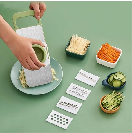 5 in 1 Mandoline Slicer for Kitchen, Vegetable Slicer Multi Blade Potato Chip, Veggie shredder, Vegetable Cutter, Julienne Shredder and peeler For Small Job In Kitchen