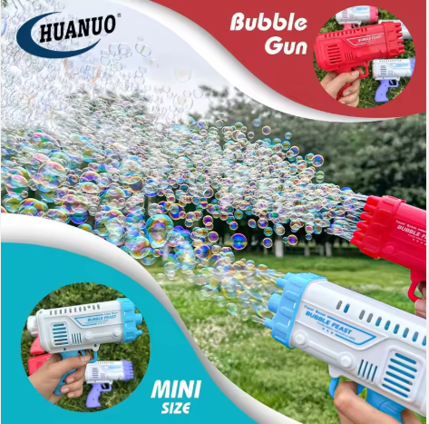 36-Hole Bubble Machine Gun Bazooka — Bubble Blower Toy with Solution for Toddlers 3+, Kids’ Outdoor Play, Parties, Birthdays & Weddings
