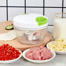 Manual Food Processor Vegetable Chopper, Portable Hand Pull String Garlic Mincer Onion Cutter for Veggies, Ginger, Fruits, Nuts, Herbs, etc., 500ml, Grey