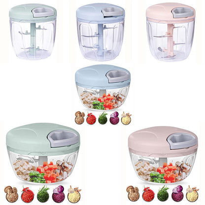 Manual Food Processor Vegetable Chopper, Portable Hand Pull String Garlic Mincer Onion Cutter for Veggies, Ginger, Fruits, Nuts, Herbs, etc., 500ml, Grey