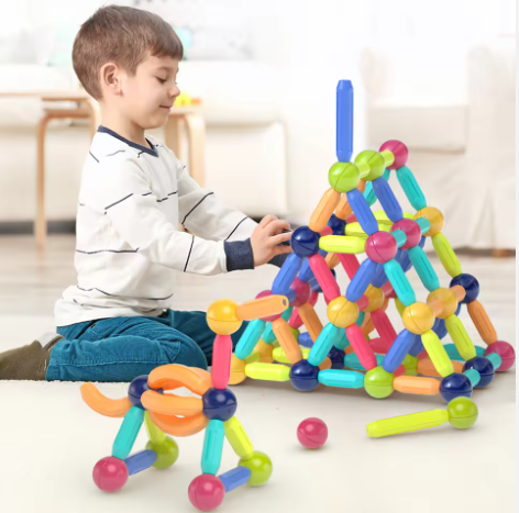 Magnetic Balls and Rods Set,Magnetic Building Toys Colorful DIY STEM Building Blocks Sticks for Ages 3+ Year Old Children Boy Girl Educational Construction Toy