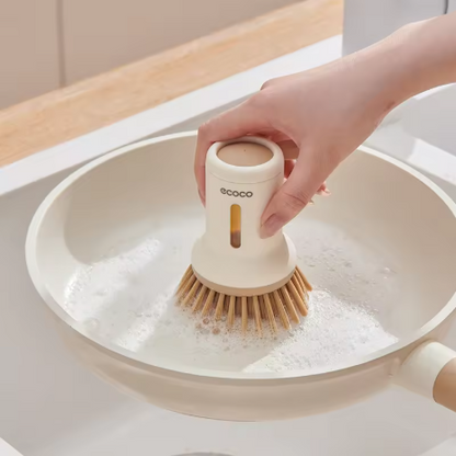 Ecoco Kitchen Dish Cleaning Brush – Short Handle, Squeezable Liquid Soap Dispenser Pot Brush, Ideal for Washing Pots, Pans & Dishes