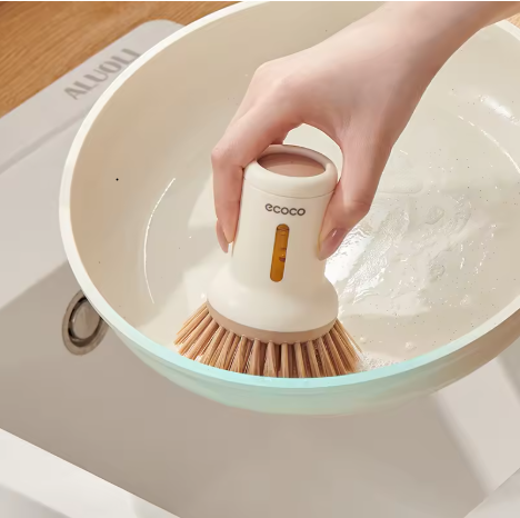Ecoco Kitchen Dish Cleaning Brush – Short Handle, Squeezable Liquid Soap Dispenser Pot Brush, Ideal for Washing Pots, Pans & Dishes