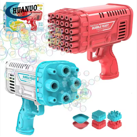 36-Hole Bubble Machine Gun Bazooka — Bubble Blower Toy with Solution for Toddlers 3+, Kids’ Outdoor Play, Parties, Birthdays &amp; Weddings